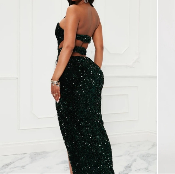 NWT Pop The Bottle Sequin Maxi Dress - Hunter - Picture 4 of 9